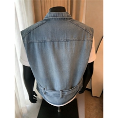 美式工装牛仔马甲男女夏季潮牌无袖坎肩背心潮流方领潮流夹克外套，男装背心/马甲，星座516A