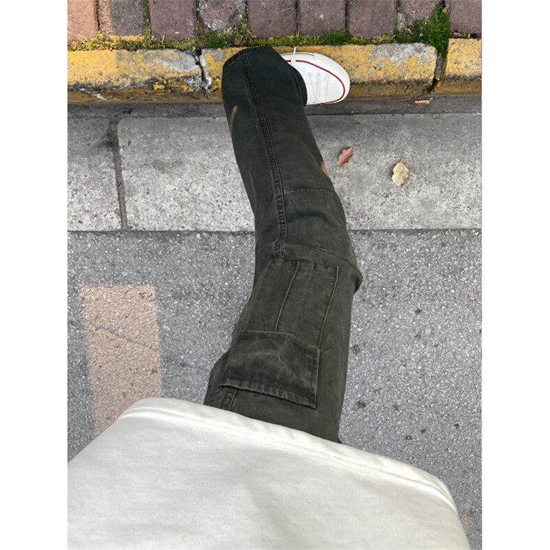 GZK112LL-特P55cleanfit军绿色工装裤男款宽松直筒阔腿裤,男装休闲裤,星座1007（原301D）