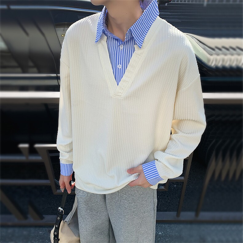 学院风假两件卫衣潮流宽松休闲上衣A161-MT-2603-P48，男装卫衣，电商A161