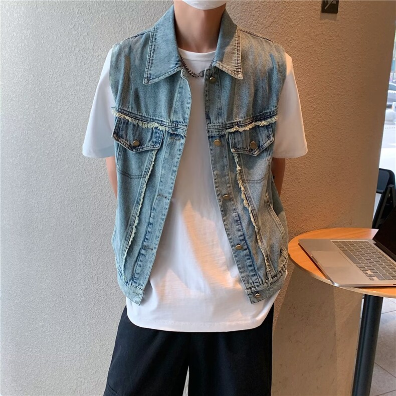 文艺夏季简约潮流新款马甲男标准日系翻领原宿J3335-P50,男装背心/马甲,星座1109-3