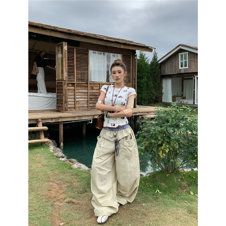 ZHLStudio美式辣妹嘻哈街舞拼接撞色多巴胺速干裤宽松阔腿休闲裤,男装休闲裤,星座1210-1