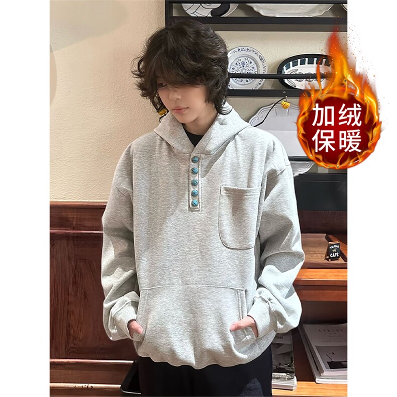 日系连帽卫衣男套头设计感宽松情侣oversize鹿毛绒外套WYT116P54,女装短外套,星座1013-5