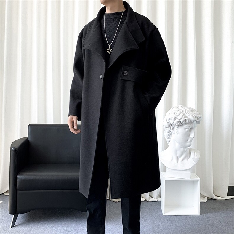 原创毛呢大衣男中长款风衣男长款大码男F729款P125爆景C，男装风衣，星座401