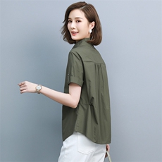 纯棉衬衫女2025夏装新款韩版休闲百搭休闲四十岁衬衣女士短袖上衣，女装衬衫，靓衣阁