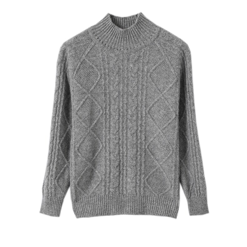 2024秋季新款菱形格长袖半高领纯色套头衫男女通用，童装毛衣，魁星羊绒