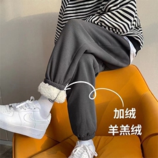 08冬季加厚保暖加绒羊羔毛裤男束脚阔腿休闲裤XZ211-1-K2461-P60，男装休闲裤，星座211-1