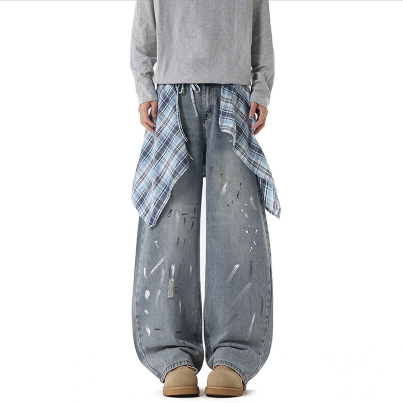 【现货】XZ1218BK9748特价P54美式泼墨水洗创意牛仔裤，男装牛仔裤，星座1218（原611-3）