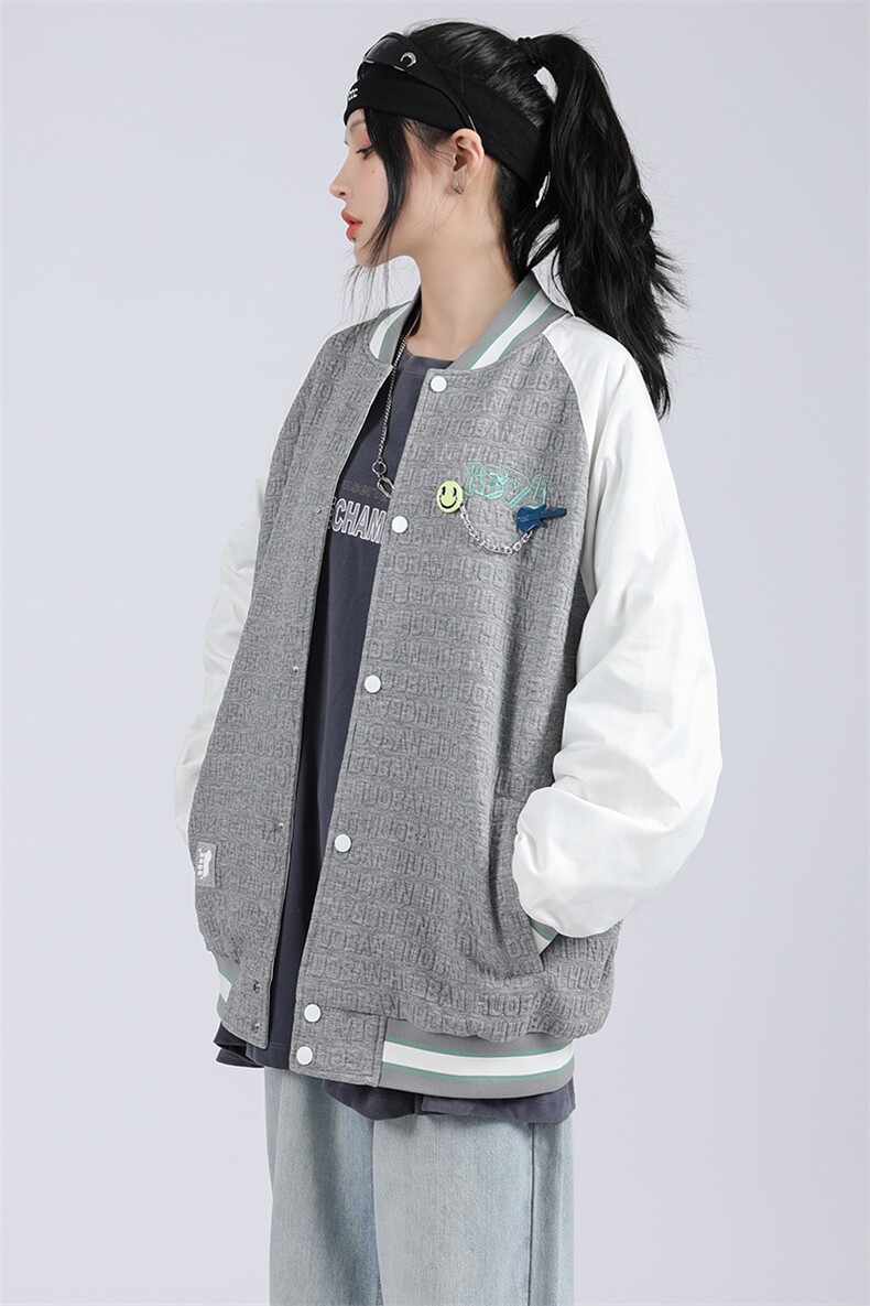 秋装新品潮韩版夹克棒球服男女中性风胸针刺绣休闲外套8013-P95,男装夹克,电商A441-1