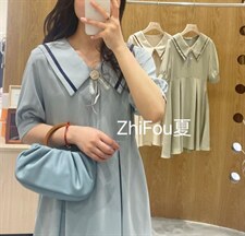 夏季新款甜美学院风连衣裙，女装连衣裙，知否