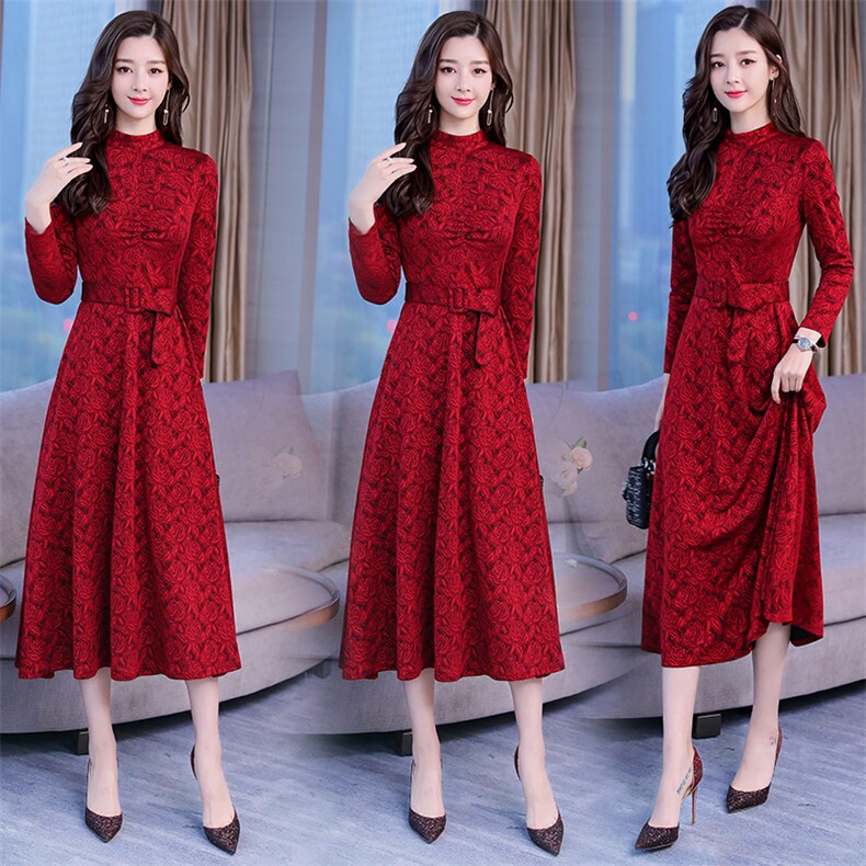 2021春季时尚潮流舒适简约个性拼色中长款长袖连衣裙，女装连衣裙，众宇琦