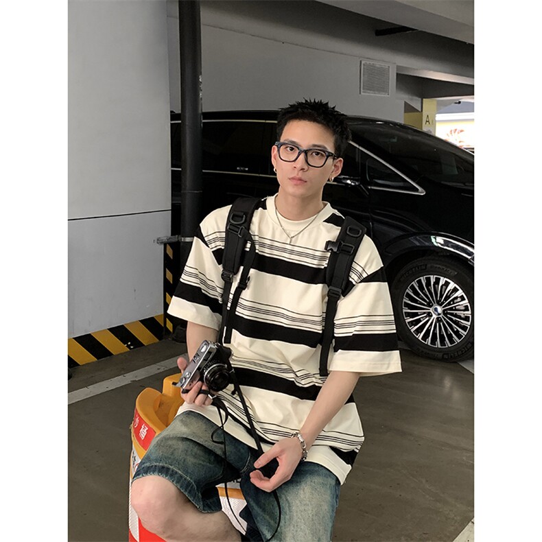 复古运动风网面短袖T恤男生潮牌ins涂鸦印花宽松速干透气球衣圆领，男装T恤，四季星座505