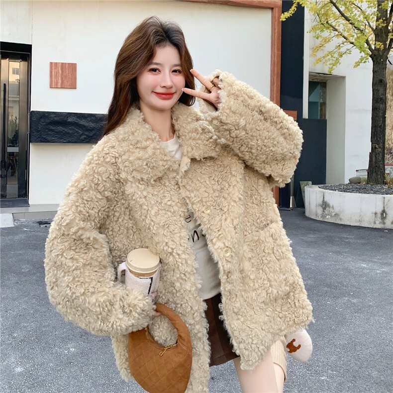 新款泰迪圈圈毛皮毛一体派克服2C282-997P235K368,女装派克服,2C282