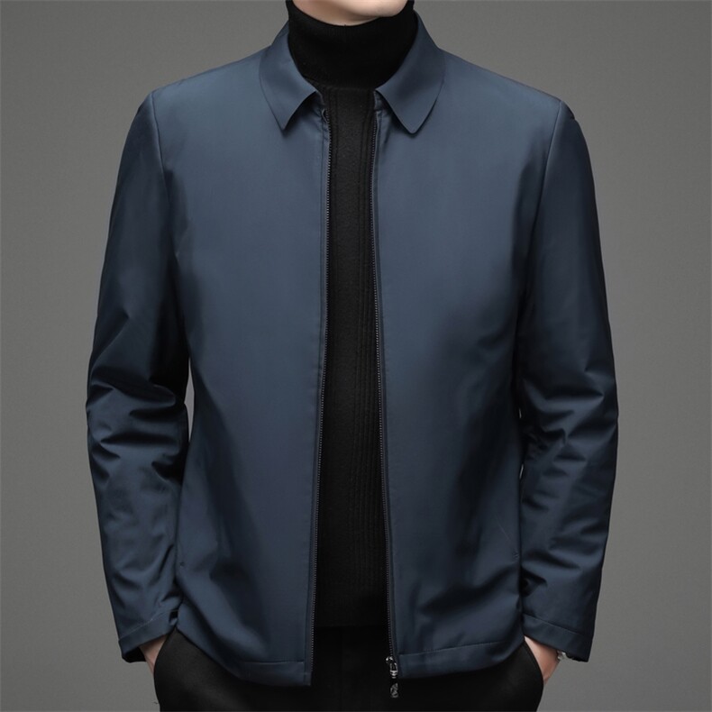 中年男士商务休闲羽绒服冬季加厚保暖翻领上衣爸爸装白鸭绒外套,男装羽绒服,电商B212（原钱塘6029）
