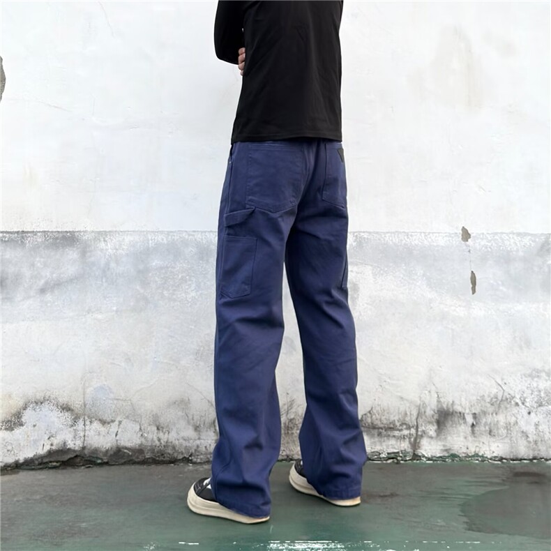 美式复古多口袋工装牛仔裤男春秋款高街设计感高腰宽松休闲直筒裤,男装牛仔裤,星座506A