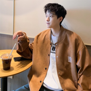 直播！2023新款男士加厚鹿皮绒拼皮夹克棒球服外套JK191P85图片