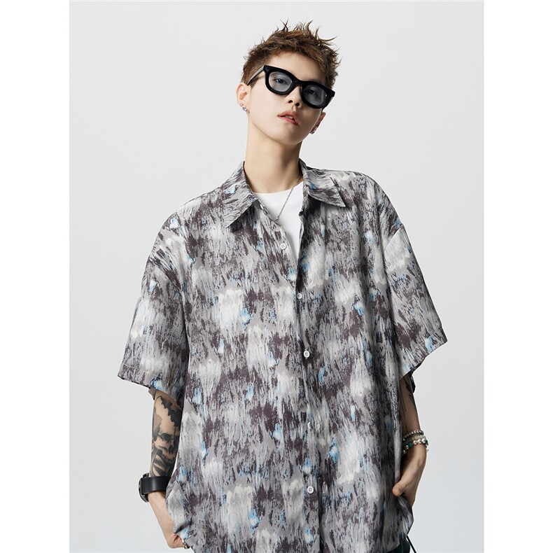 【现货】D157-P38控58大码港味沙滩冰丝顺滑短袖衬衫防晒衣，男装防晒衣，电商D232