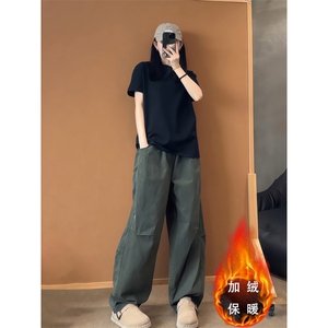 美式弯刀工装裤男秋季显瘦直筒镰刀裤子图片