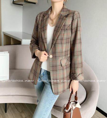 格子西装外套，女装西装，莲佳妮