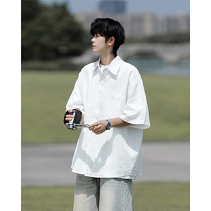 8XL-M泡泡纱盐缩肌理短袖衬衫男夏季冰丝外套防晒衬衣DC28011P36,男装衬衫,电商B312