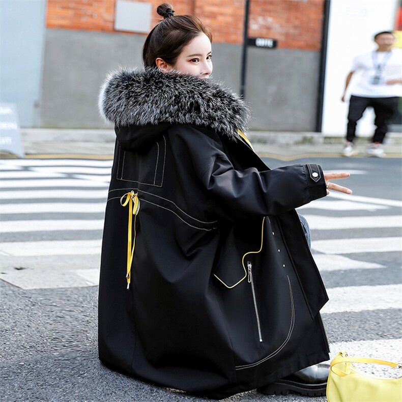 派克加绒2025冬季新款时尚气质加绒保暖舒适连帽大毛领派克服棉衣,女装棉衣/棉服,米雪儿