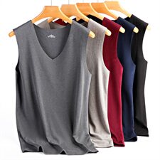 9862浅灰V领薄款单面磨毛发热纤维纯色打底衫无痕保暖背心马甲，女装背心吊带，星座510A-1