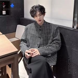 网络图现货  小香风痞帅高级感短款垫肩格子春秋夹克外套JW73-P68图片