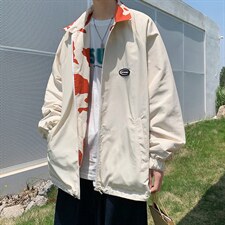两面穿外套男春秋季韩版潮流休闲印花夹克宽松运动上衣JK061-p65，男装夹克，星座1008-1
