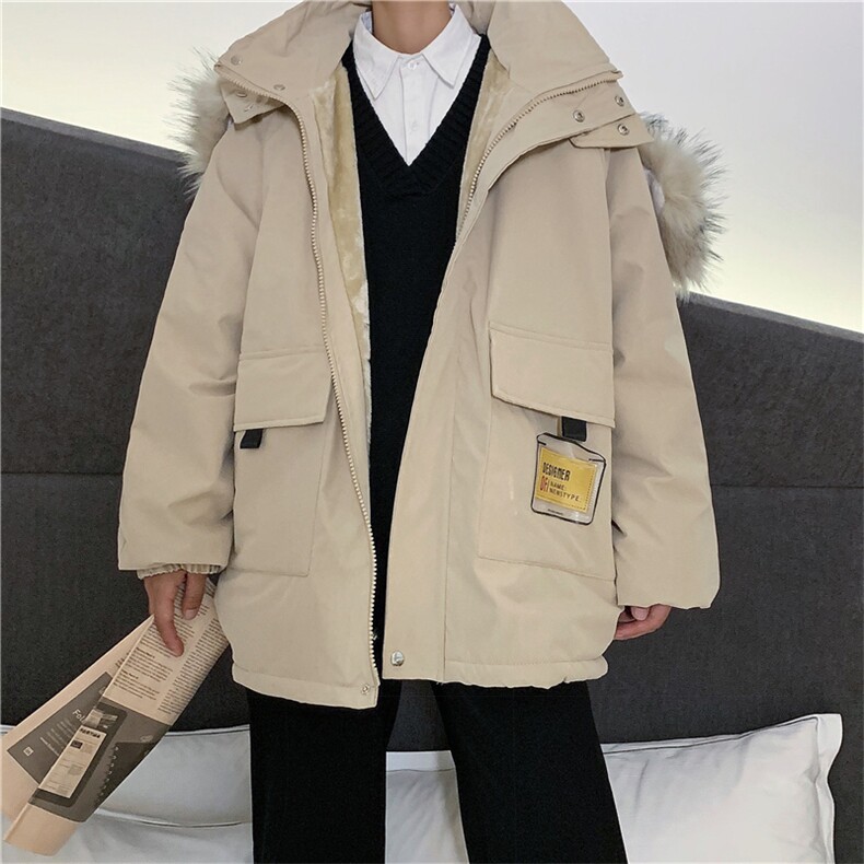 ins毛领棉衣男宽松加厚外套连帽工装棉服帅气已下架W091-P80,男装棉衣,星座512-2