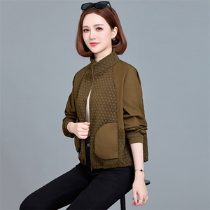时尚百搭短款外套女2024秋季新款休闲立领棒球服拼接宽松夹克上衣图片