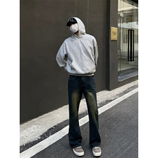 B221美式ins高街暗黑光版修身微喇牛仔裤LK23137-P55控78，男装牛仔裤，电商B221