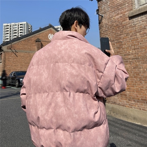 港风PU皮复古做旧双侧金属拉链手塞棉夹克棉衣男MY77092P130控198图片