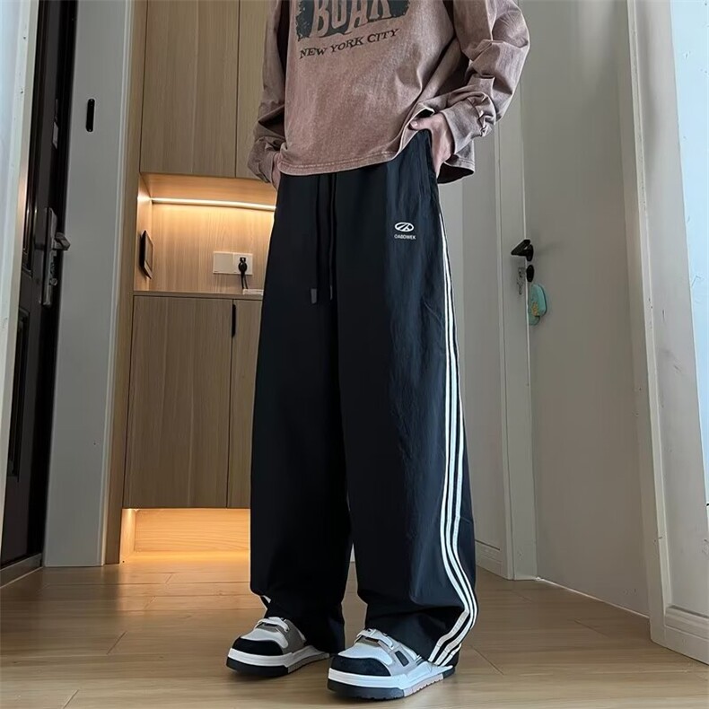 休闲裤男士韩版潮流高街帅条纹拼色2024冬季新款ins长裤K5866-P35,男装休闲裤,星座412-3