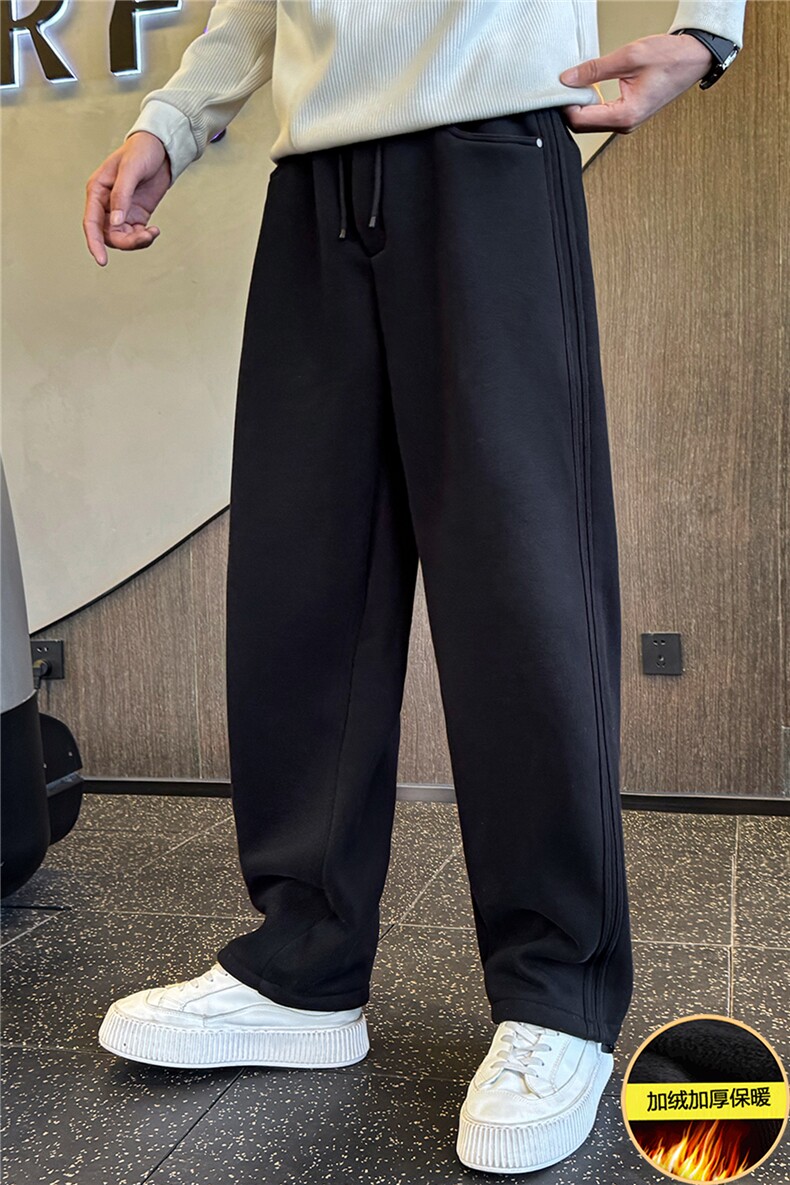 加绒加厚裤子男款冬季2025新款美式休闲弯刀裤A313-18232-P68,男装卫衣,电商A313