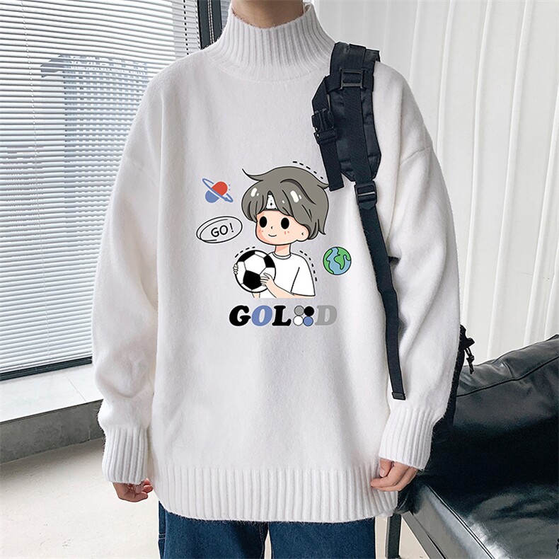 M18207-P45加绒款-P65半高领毛衣男士大码针织衫男毛线衣男，男装针织衫/毛衣，电商A040