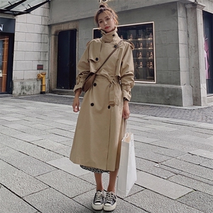 2025春秋新款卡其色流行风衣女中长款韩版宽松过膝英伦风大衣外套