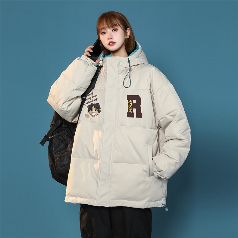 中性风22冬季潮流卡通字母图案印花连帽棉衣外套MY160P115控148,男装棉衣,A247A
