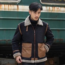 模特外景大码冬季皮毛一体男加绒加厚外套Z131-P240主推，男装夹克，电商D308