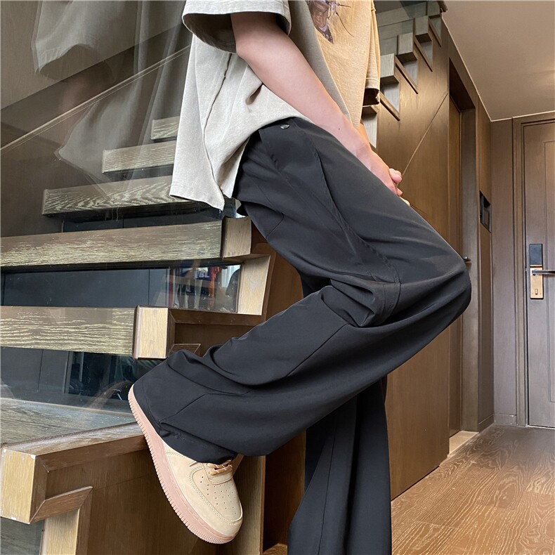 抖音品质夏季新款潮流高级垂感宽松冰丝裤B315-K24165-特p30控58,男装休闲裤,电商B315