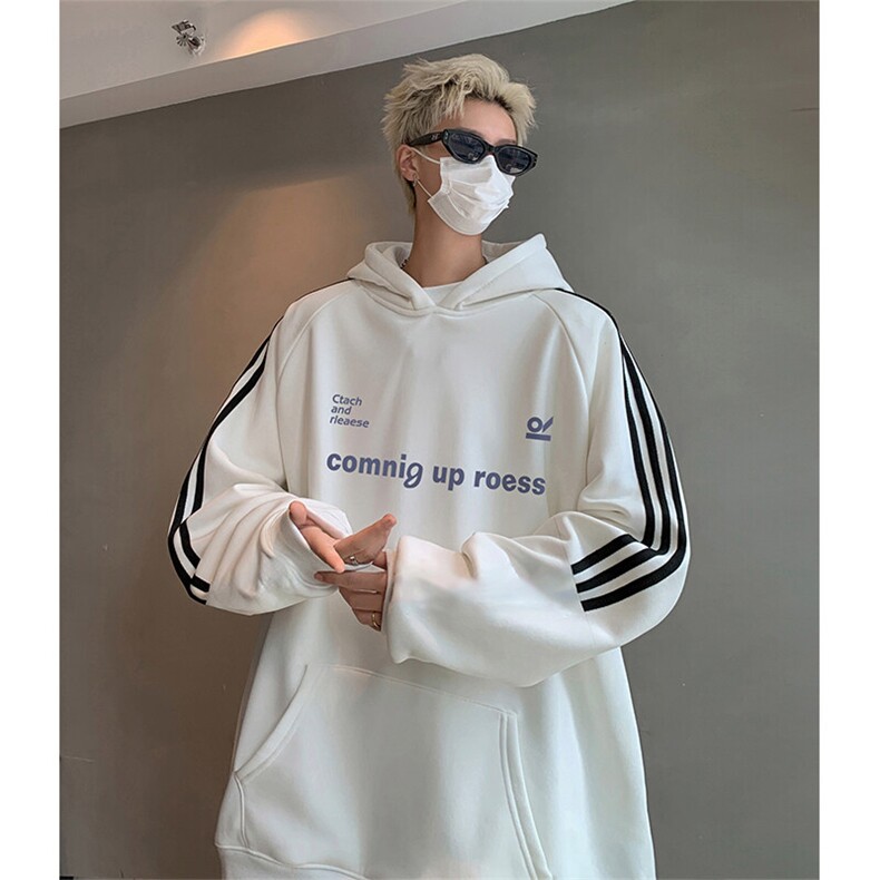 抖音得物供货提供视频秋冬重磅美式宽松织带连帽卫衣04235,男装卫衣,电商A486
