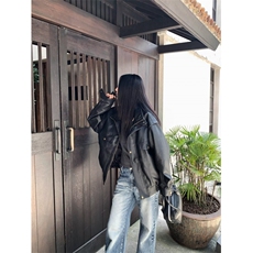 高级感机车皮衣夹克男女外套潮牌小众PU皮飞行服Y1016-P85网络图，男装夹克，电商B245