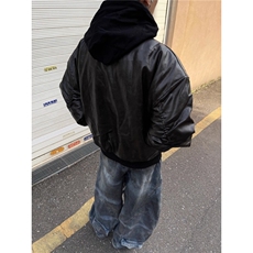 网络图冬季街头飞行夹克连帽pu皮棉服男加厚外套重磅工装棉衣男，男装棉衣，星座410-7