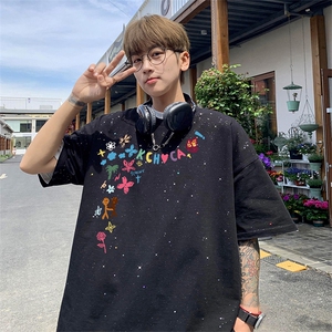 可48小时发货支持抖音得物来样二开 美式满天星亮片短袖T恤MTX715图片
