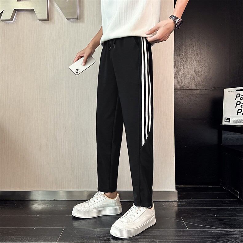 韩版社会小伙休闲直筒小脚裤男士运动裤百搭拼接长裤2225-P58控78,女装休闲裤,星座313B-2(原星座309A-2)