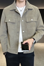 秋季夹克男2025新款工装口袋高级感皮夹克外套A313-8831-P145，男装夹克，电商A313