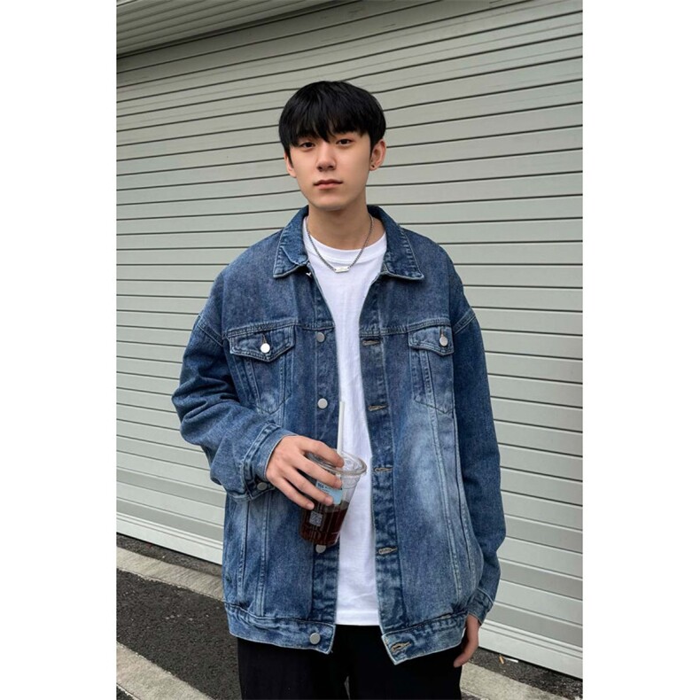 港风宽松休闲牛仔外套夹克男做旧水洗美式情侣上衣JK03-P78控108,男装夹克,星座218-5