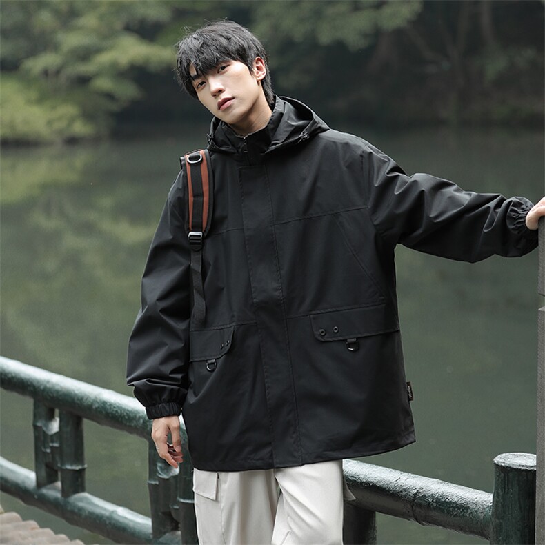 新款连帽冲锋衣夹克男山系户外潮流宽松休闲外套A238-JK2305-P68,男装夹克,星座717