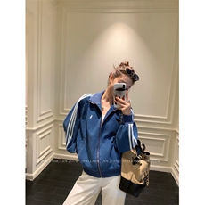 网图现货复古气质三条杠牛仔外套男女秋季棒球服夹克上衣特P85，男装工装外套，电商C306-1