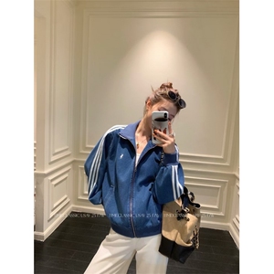 网图现货 复古气质三条杠牛仔外套男女秋季棒球服夹克上衣 特P85图片