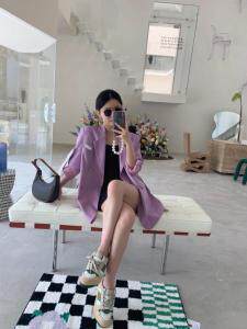 紫色腰带西装，女装西装，HE