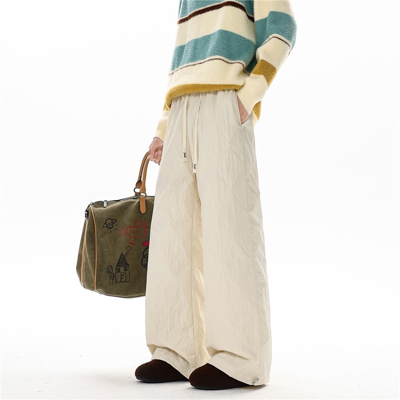 ZK8055-特P48菱格压线夹棉裤子秋冬大码休闲直筒裤，男装棉裤，电商A059